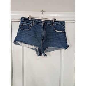 Abercrombie Fitch The Mom Short High Rise Denim Cutoff Frayed Size 34/18